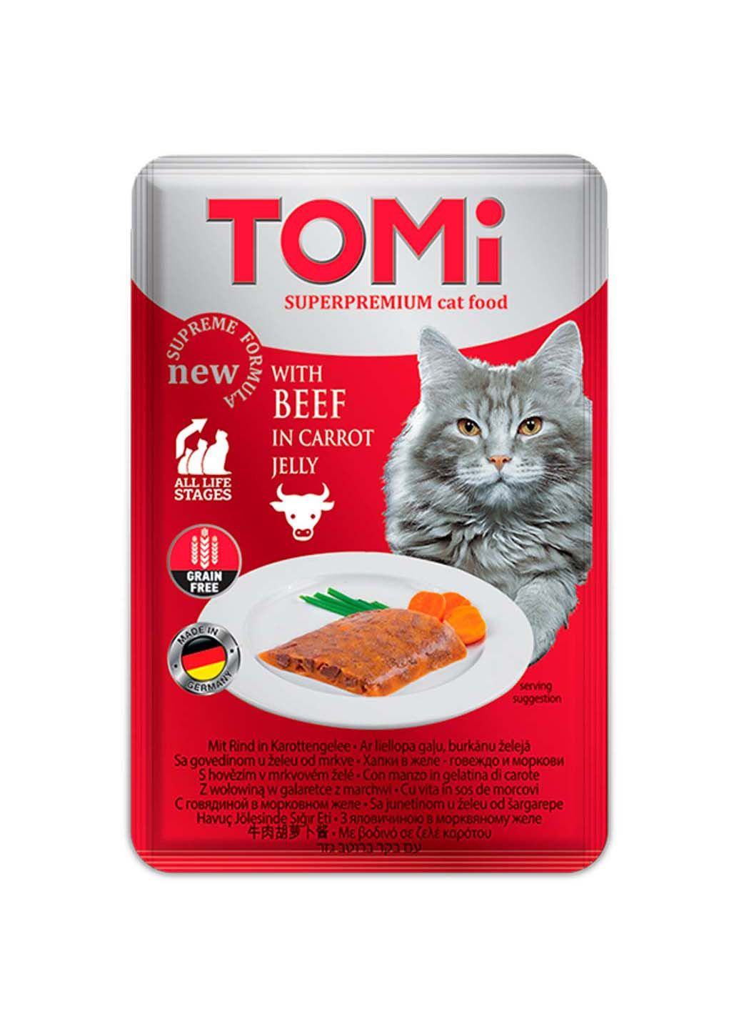 Влажный корм консервы для котов BEEF in carrot jelly говядина в морковном желе 100 г TOMI (286472675)
