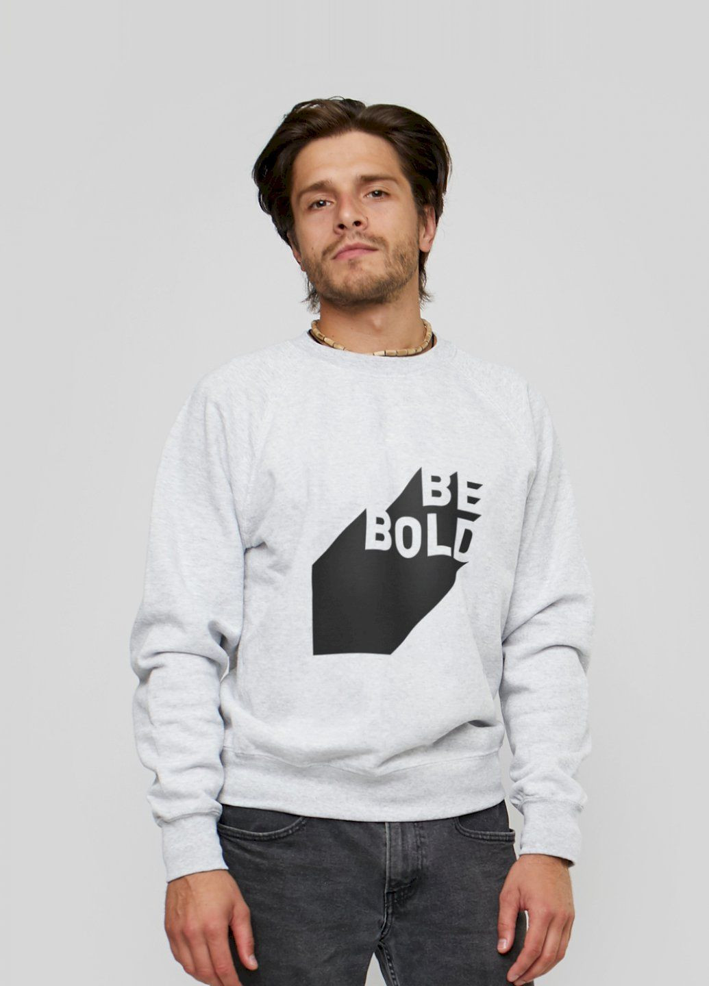 Серый свитшот мужской серый "be bold" YAPPI рисунок (303773093)