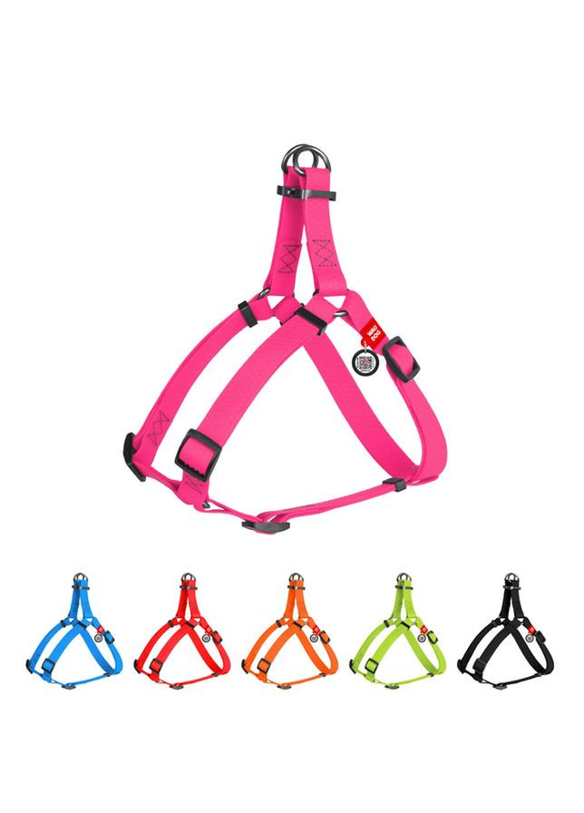 Шлея для собак водостійка WAUDOG Waterproof, c QR паспортом, металічна пряжка-фастекс, Ш 20 мм, Дов 50-80 см рожевий Collar (363199826)