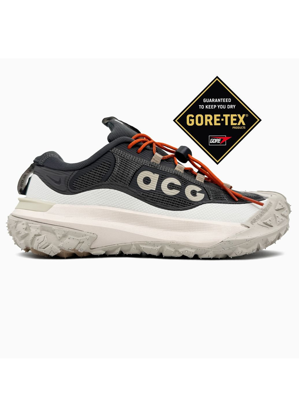 Серые демисезонные кроссовки мужские nike acg mountain fly grey / beige gore-tex найк асж маунс флай No Brand