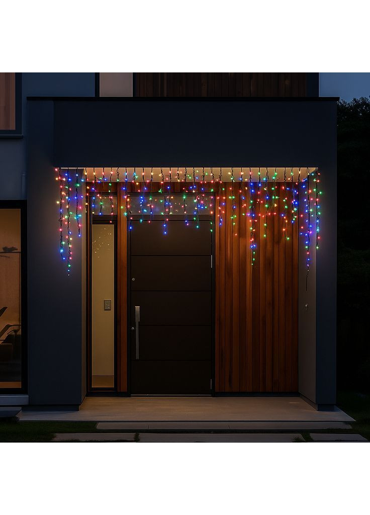 Гірлянда Бахрома вулична 105 LED 6 м від мережі чорна нитка, мультиколір No Brand (367838188)