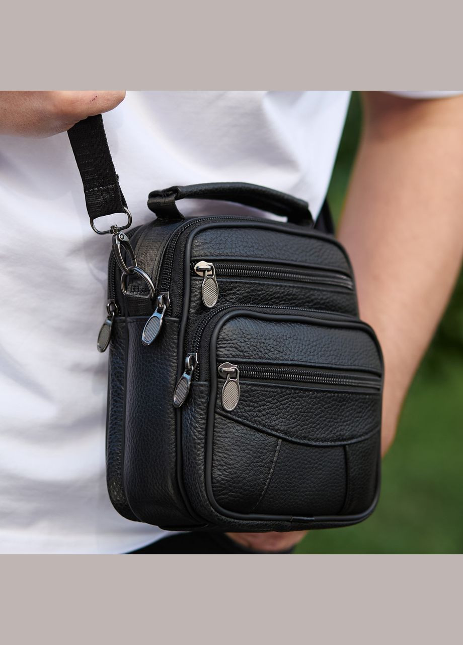 Чоловіча сумка-барсетка шкіряна чорна 32051 Tiding Bag (341309406)
