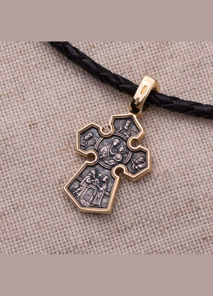 Срібний хрестик Господь Вседержитель. Ікона Божої Матері Седмієзерна 131457 Oniks (264025247)