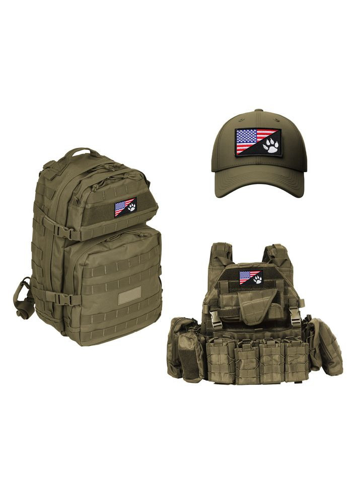 Набір шевронів 2 шт з липучкою Прапор США та лапка для службових собак, K-9, кінологів, кінологічна служба IDEIA (300229191)