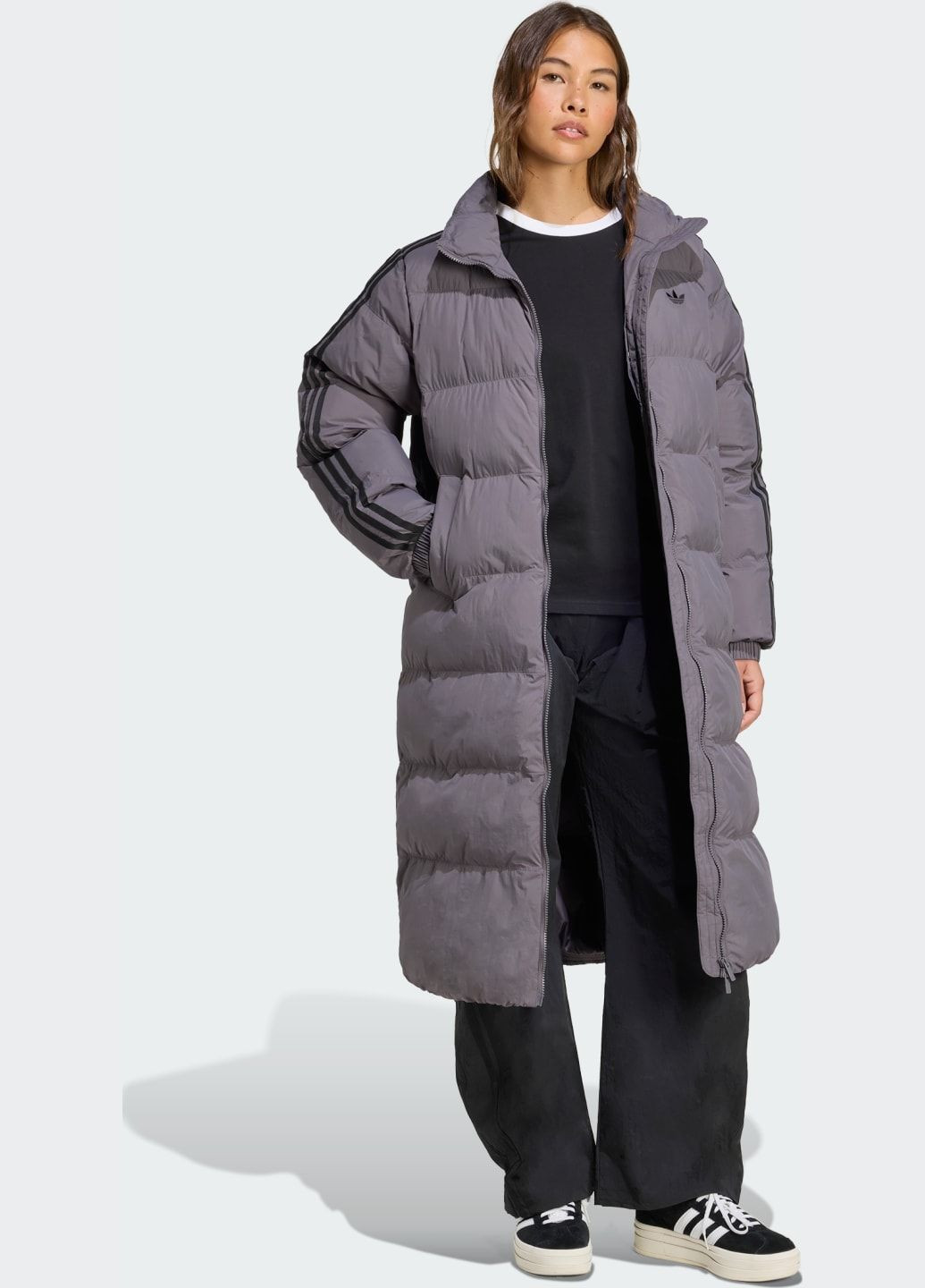 Серая демисезонная куртка adicolor long synthetic down puffer adidas