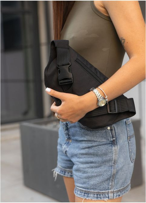Жіноча тканинна поясна сумка бананка Чорна (2908038617) Sambag (366036760)
