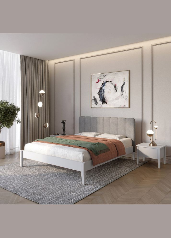 Двоспальне дерев'яне ліжко Лондон ДК (RAL-7040)/Аляска 93 (Сірий) Б1 160х190 см (MBG-6750) Mebigrand (368282144)