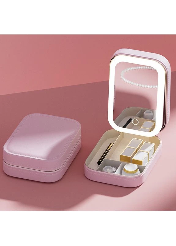 Скринька-органайзер для косметики LED 17х11.5х6 см Рожевий (AN0103637) ANbeauty (395439850)