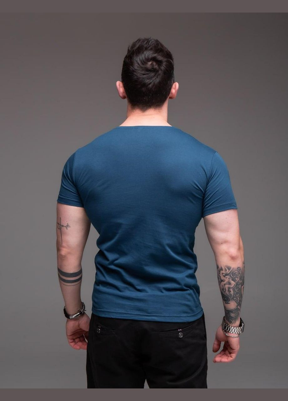 Синяя футболка мужская – однотонная, свободная с коротким рукавом JUGO R.A Drop № 2365