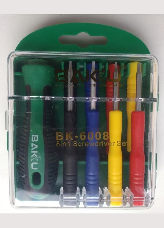 Набор отверток для ремонта различной мелкой электроники (Т3, Т4, Т5, Т6, Т7, 1 минусовая, 2 плюсовых) BAKKU Baku (313110012)