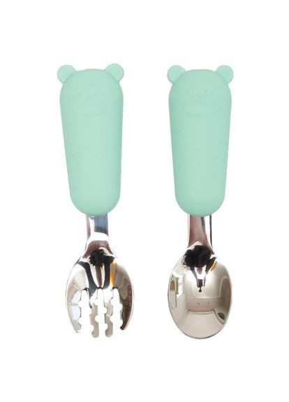 Приборы для кормления Мишка, вилка и ложка, мятный () Twins TV-03-14 (361019951)