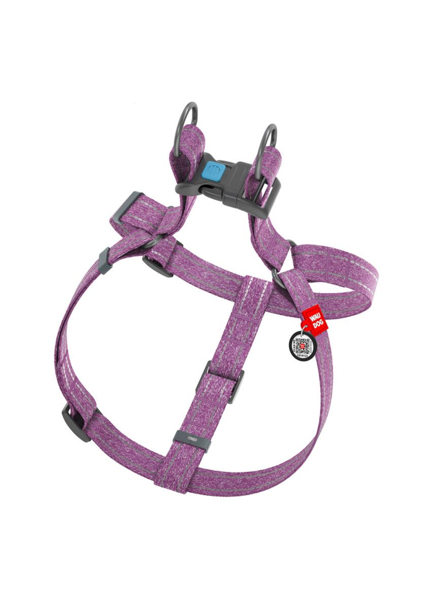 Шлея Re-cotton з QR паспортом, S, Ш 15 мм, Д 40-55 см фіолетовий WAUDOG (322642952)