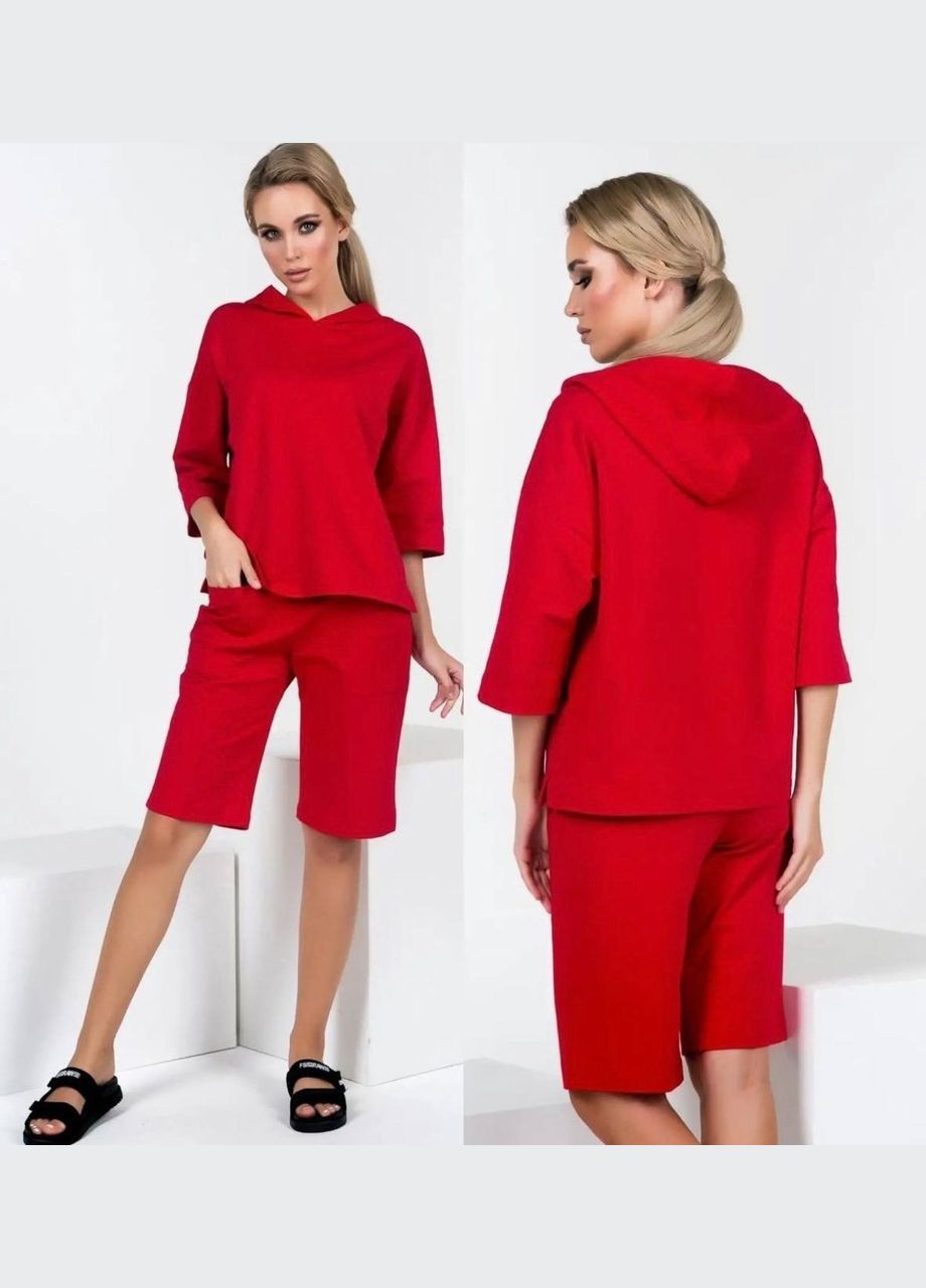 Женский костюм двойка с шортами цвет красный р.50/52 453626 New Trend (286330262)