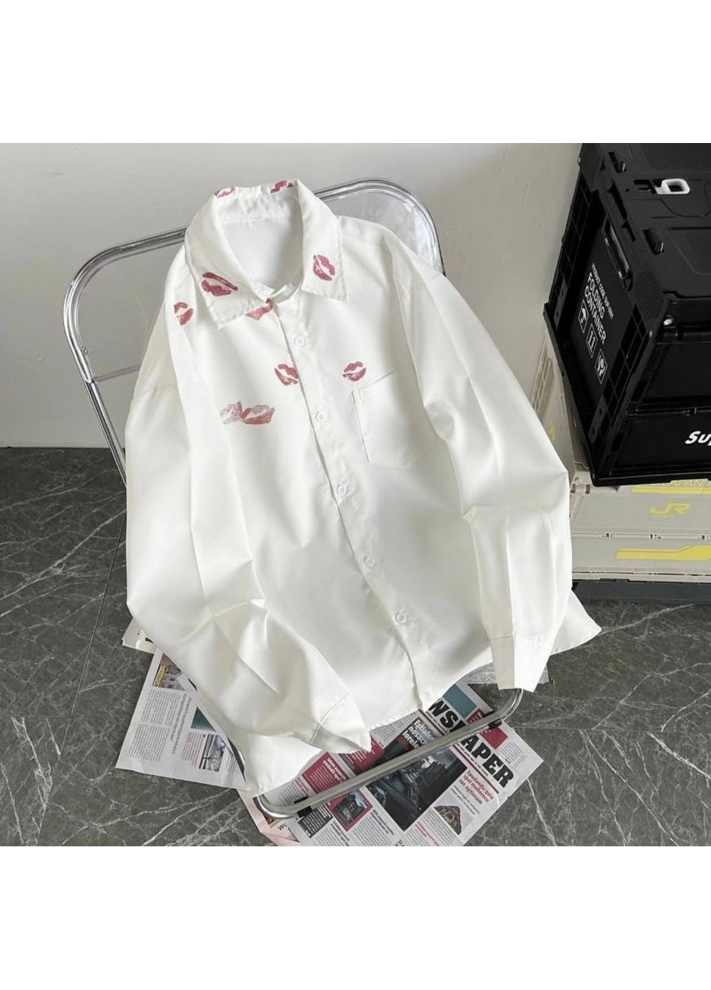 Белая вечерний рубашка однотонная DK/DL Мода без кордонів