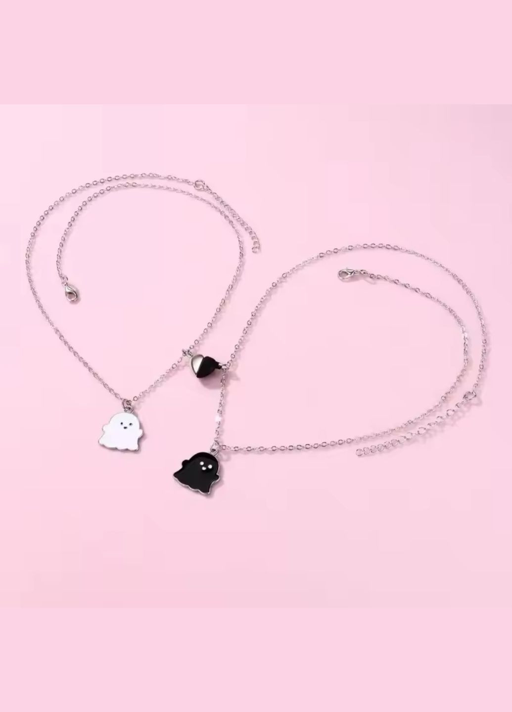 Парний ланцюжок сердечка на шию для закоханих Привиди No Brand (329187271)