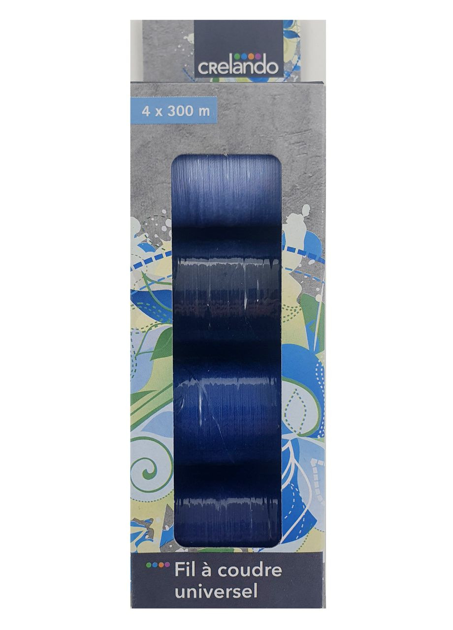 Набір ниток для шиття 4 шт. х 300 м нитки сині, набір для шиття Crelando (299485010)