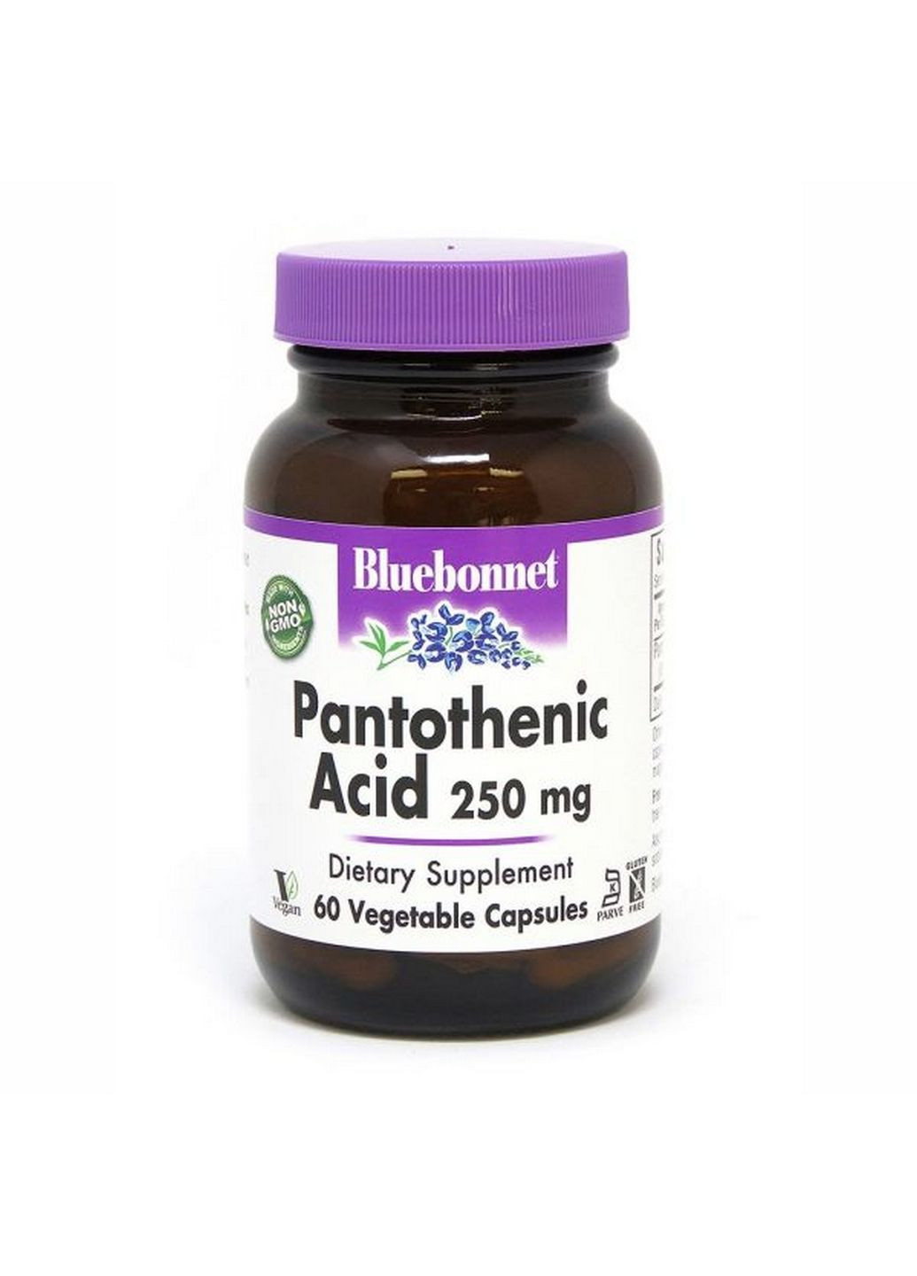 Вітаміни та мінерали Pantothenic Acid 250 mg, 60 вегакапсул Bluebonnet Nutrition (293340116)