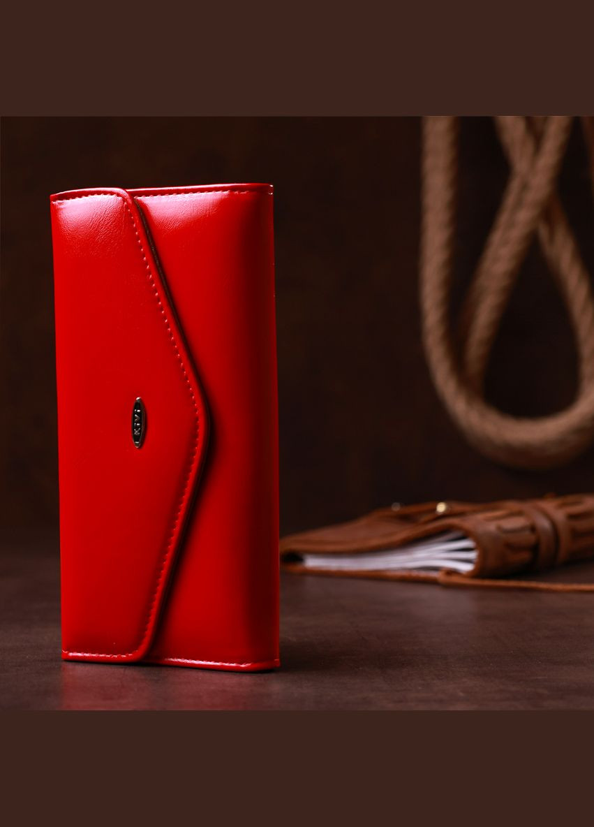 Жіночий гаманець конверт із гладкої екошкіри з монетницею 19069 Червоний KIVI (306882115)