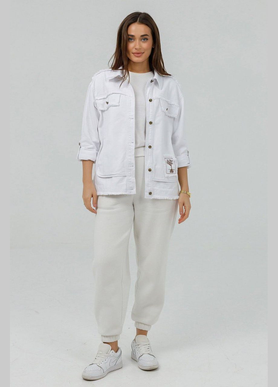 Біла демісезонна куртка джинсова жіноча Lora