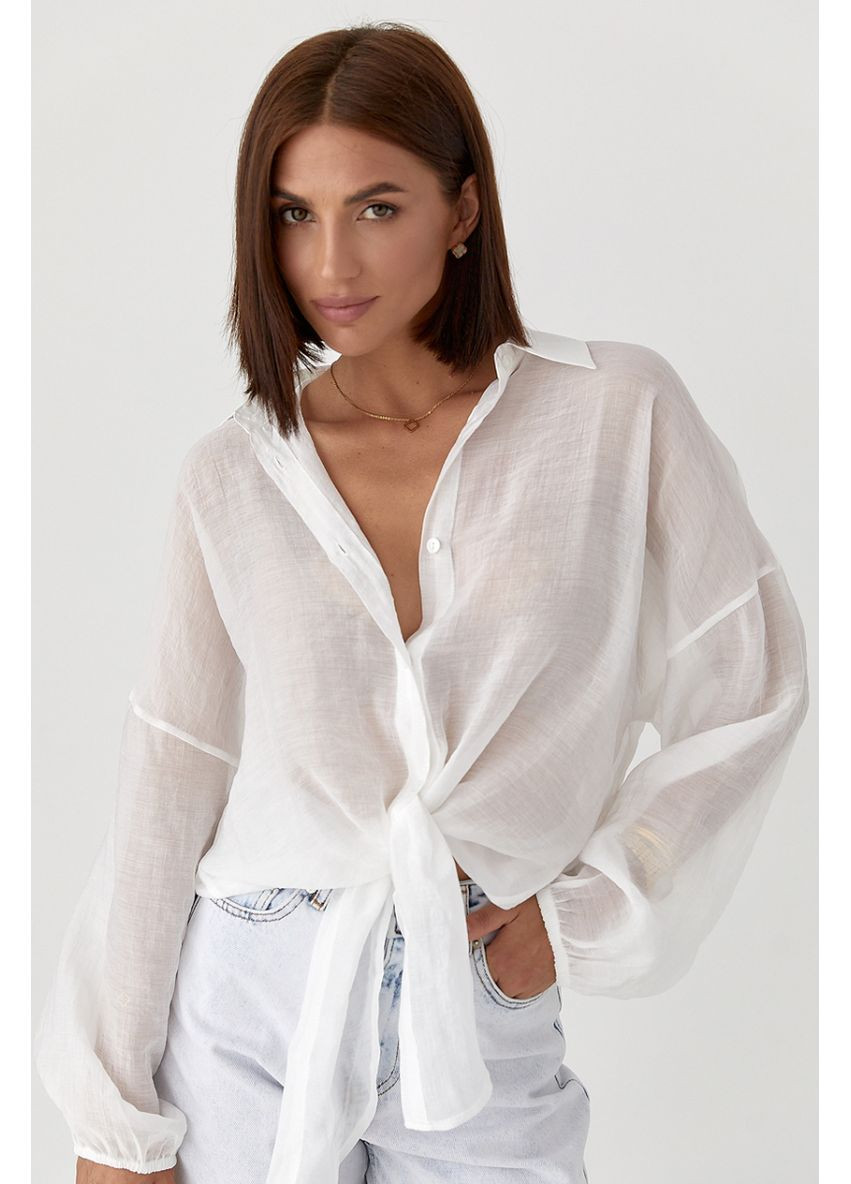 Напівпрозора сорочка з тенселу Lurex Рубашка (370379864)