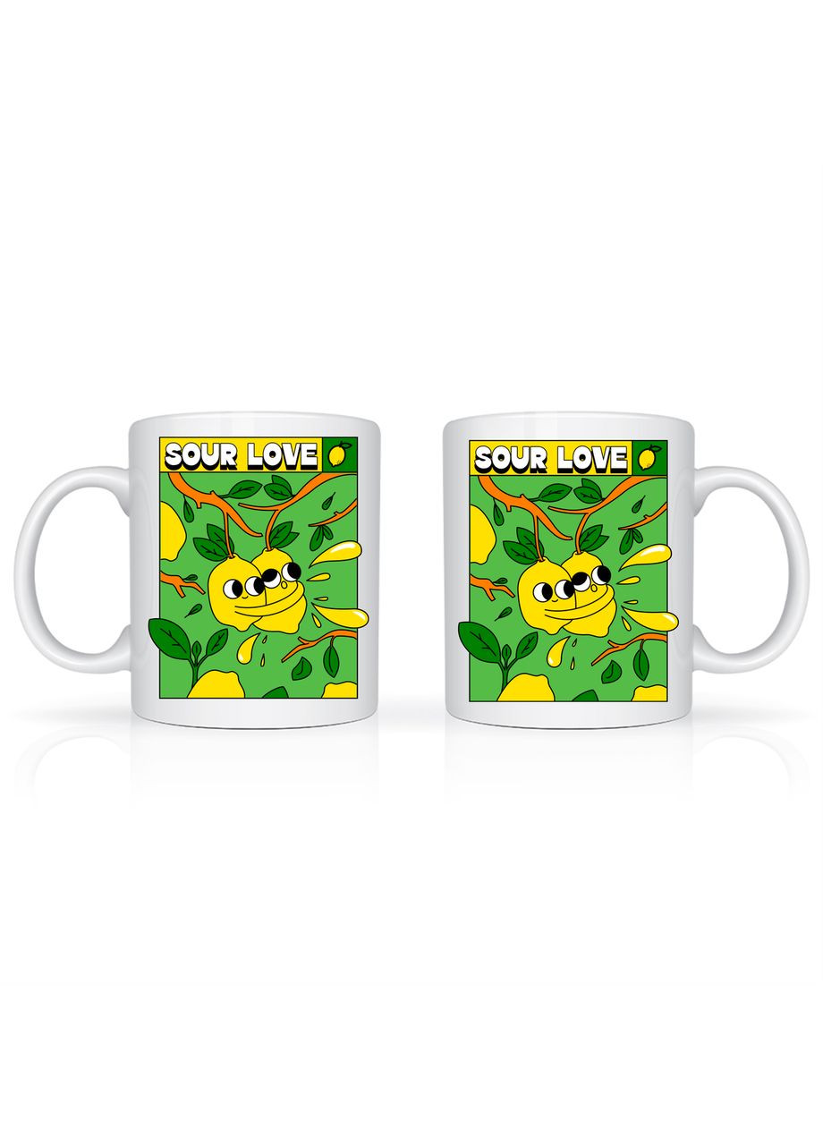 Парные белые чашки с оригинальными принтами "Sour Love. Парочка лимонов. Кислая любовь" Кавун Чашка (316113589)