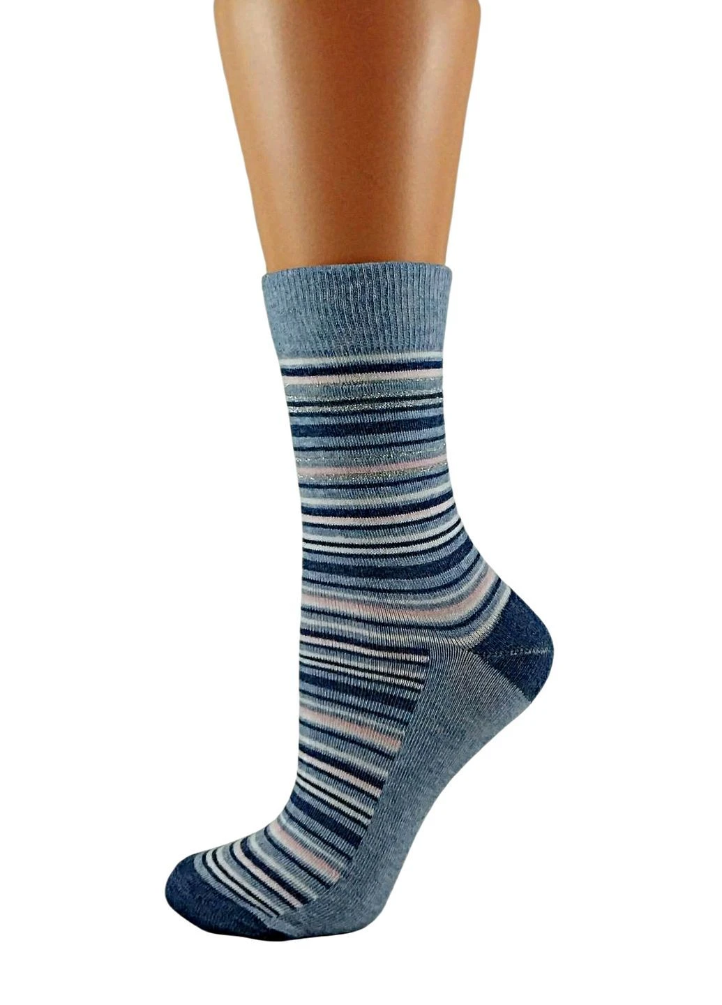 Голубые носки женские классические с люрексом премиум ps Premier Socks полоска (390080392)
