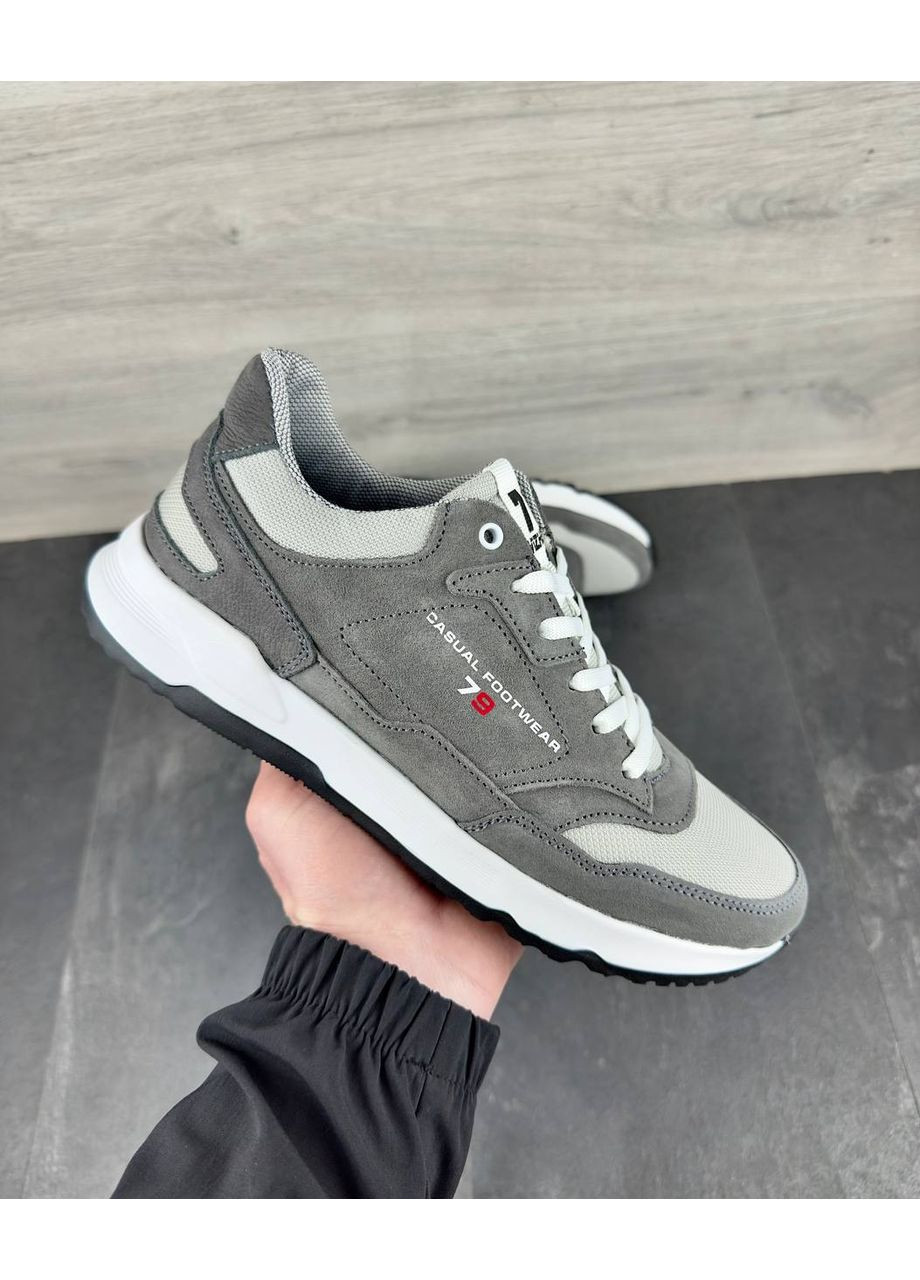 Серые мужские кроссовки нубук+кордура, весна осень Україна