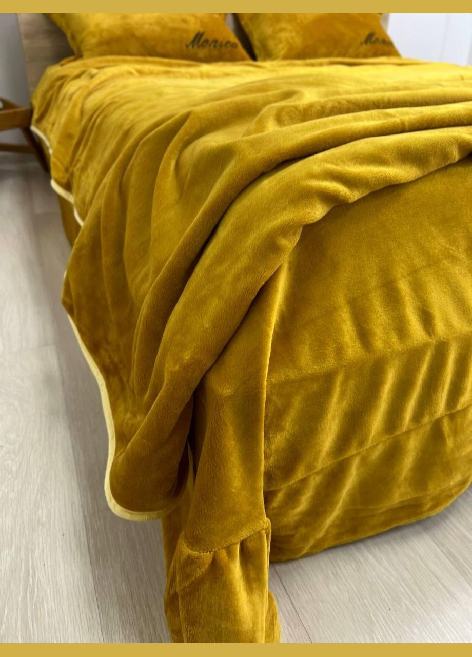 Постільна білизна велюрова євро 200x220 см жовта (П4К-monika01-37) No Brand (306633253)