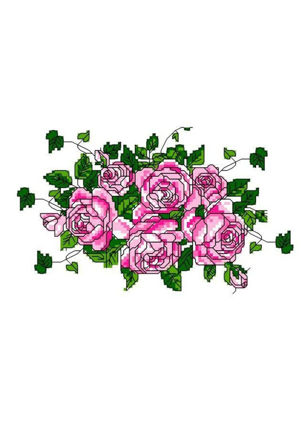 Набор для вышивания нитками крестом "Букет роз" цветы букет нитки мулине канва игла канва с рисунком No Brand (333165820)