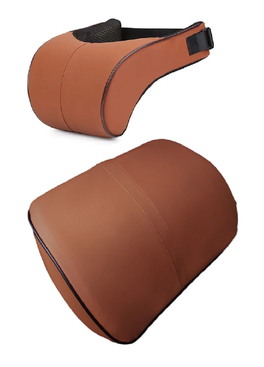 Комплект набор подушек для спины шеи на автокресло сидение в машину автомобиль экокожа пена памяти (477479-Prob) Рыжий Unbranded (297509311)