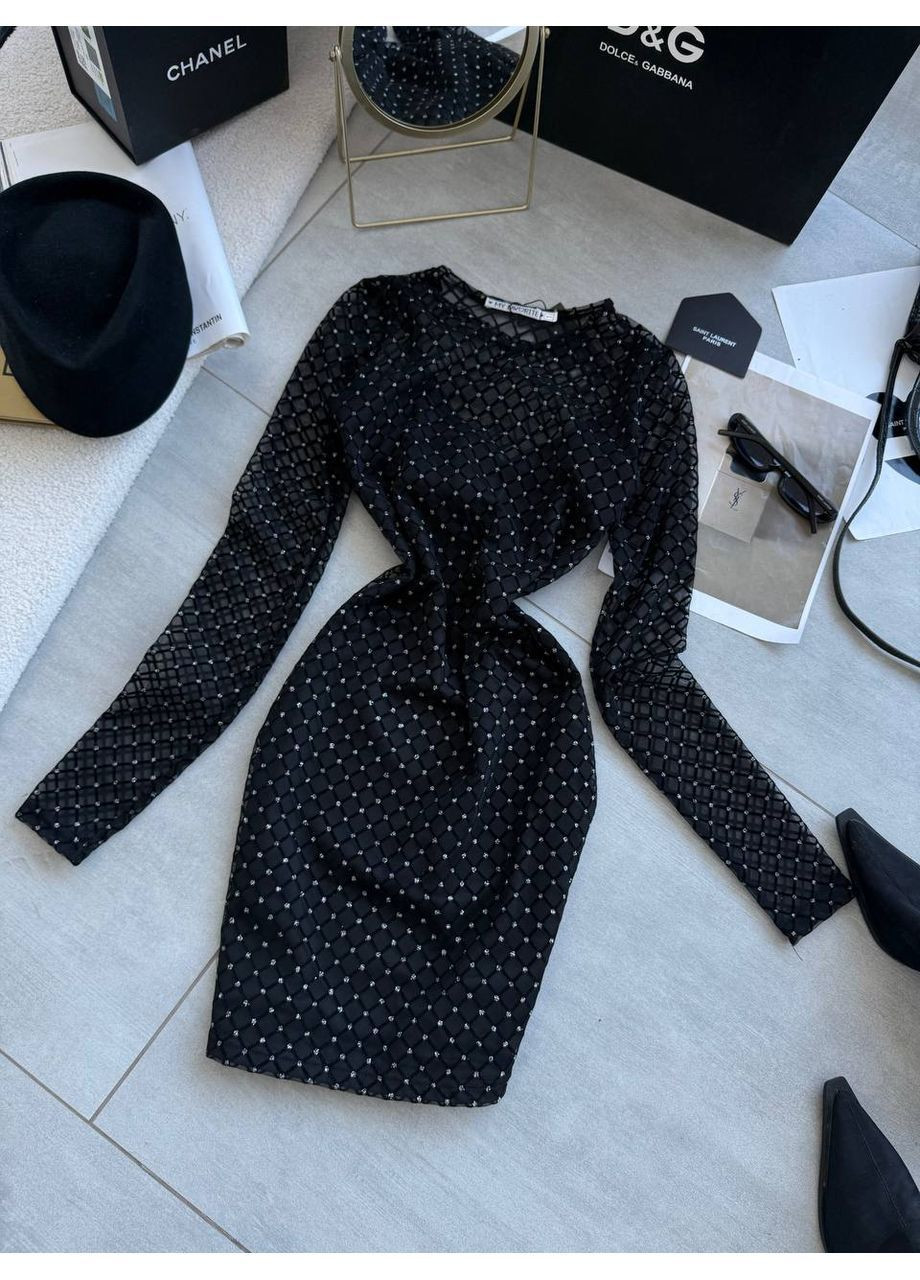 Черное праздничный женское стильное платье силуэтная No Brand