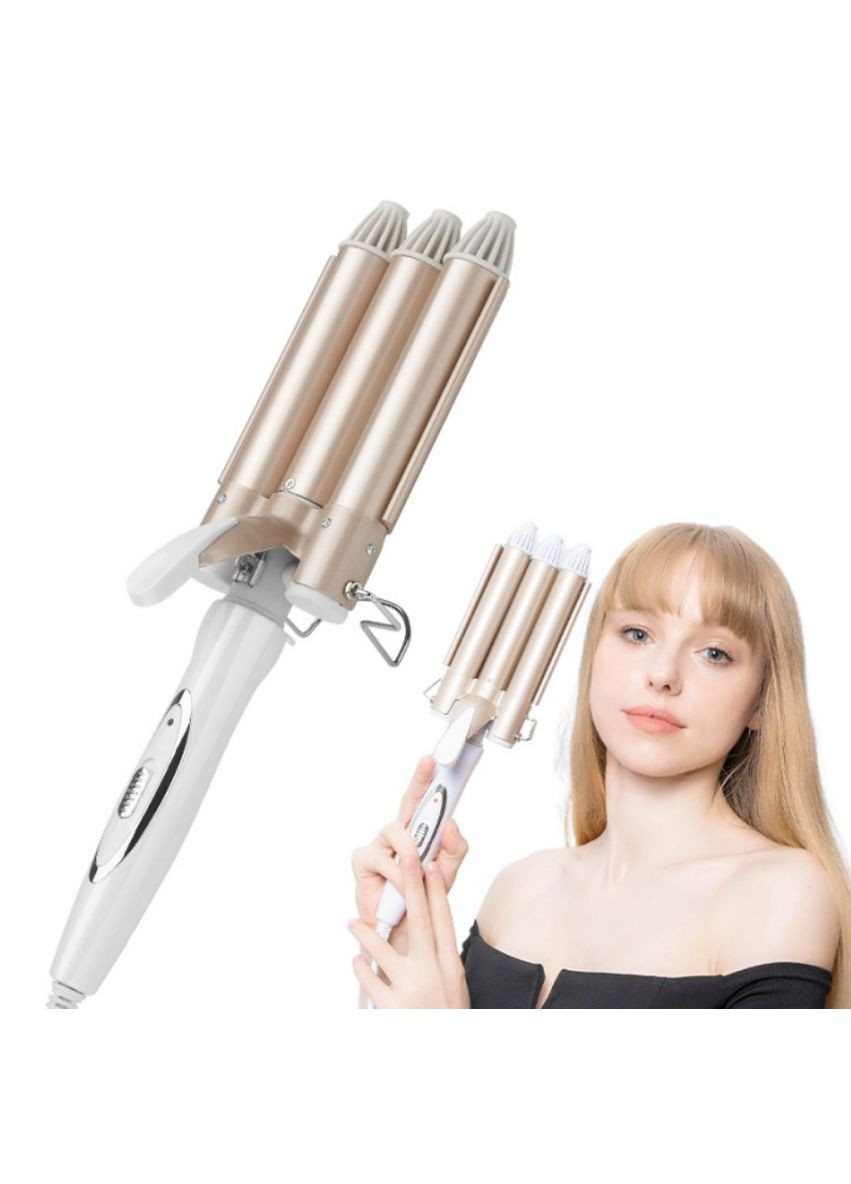 Плойка для завивки волосся Gemei GM-1988-25 3 хвилі керамічне покриття 45 Вт білий (2390000040) No Brand (344465688)