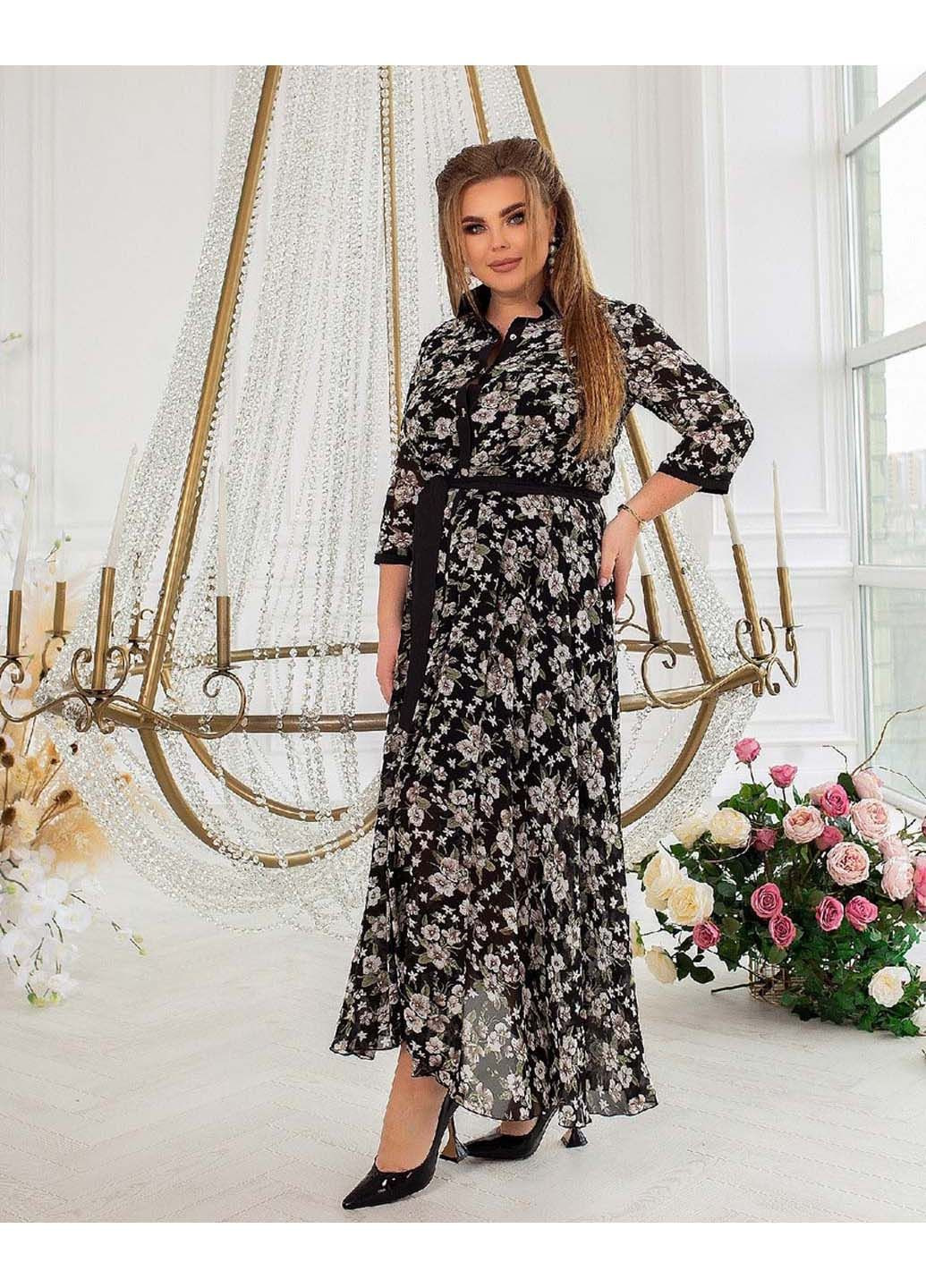 Чорна кежуал сукня Sofia з квітковим принтом