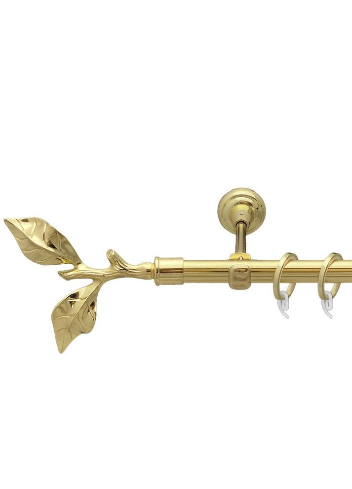 Карниз Листок Троянди металевий однорядний відкритий гладка труба Золото 19 мм 300 см (00-00009237) ORVIT (300281974)