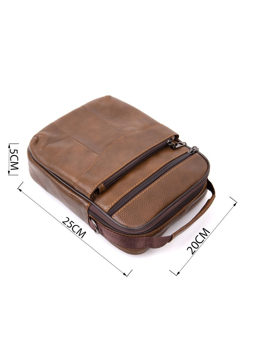 Мессенджер мужской Vintage с потайным карманом из натуральной кожи коричневый (sku_20392) No Brand (328922596)