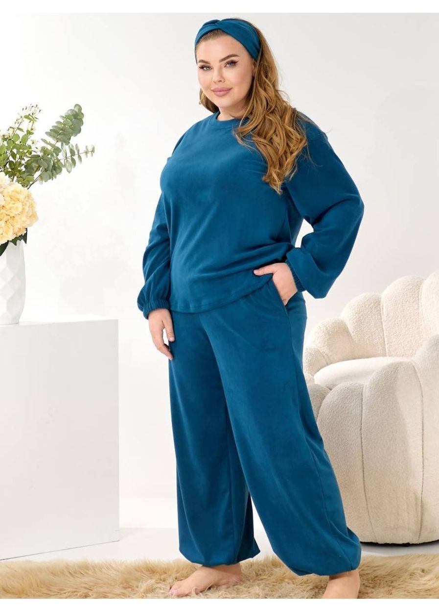 Морской волны зимняя пижама женская 3 в 1 с брюками флисовая No Brand