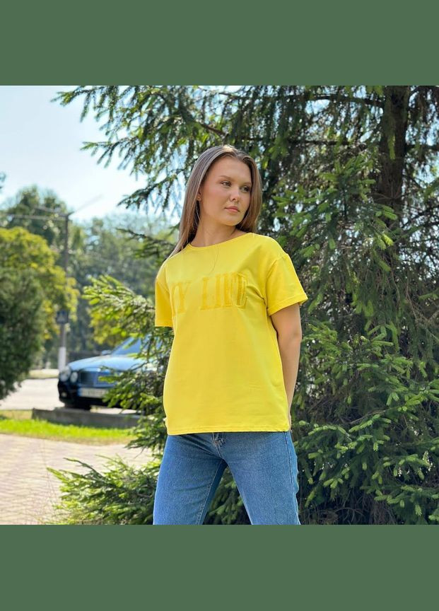 Желтая летняя футболка женская (оверсайз) hc (h001-8127-057-22) No Brand