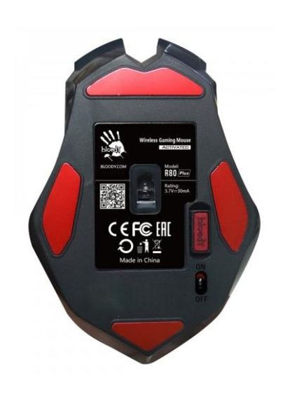 Мышь R80 Plus Skul Black, Laser, Wireless+USB, 4000 cpi, Bloody, metal feet, подсветка A4Tech (314779639)