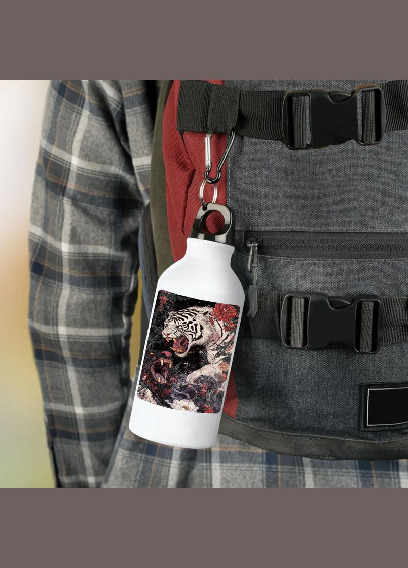 Фляга (пляшка) для води з карабіном 500 мл Металева (Туристична, Для кемпінгу, Для спорту) #29 500 мл Білий No Brand (323639892)