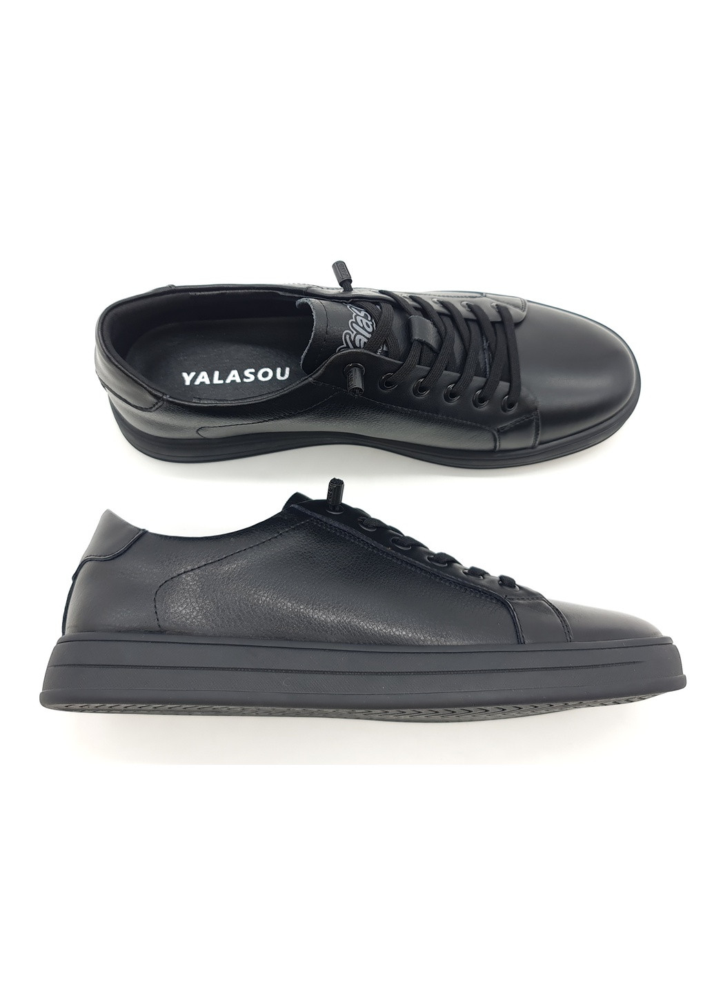 Черные мужские кеды черные кожаные ya-11-1 27,5 см (р) Yalasou