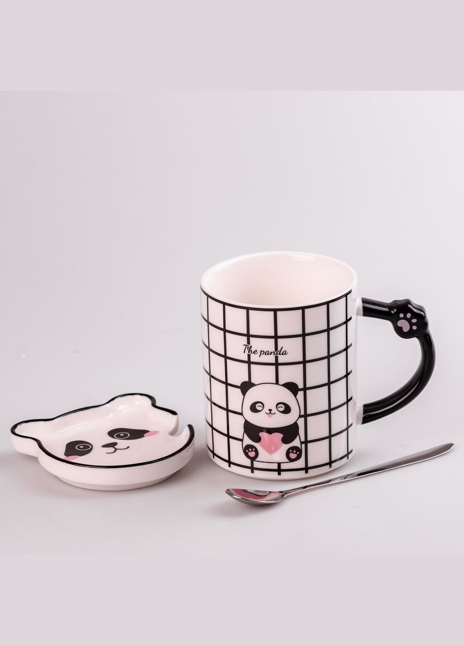Чашка керамічна The Panda 350мл з блюдцем та ложкою Happy Life (315637280)