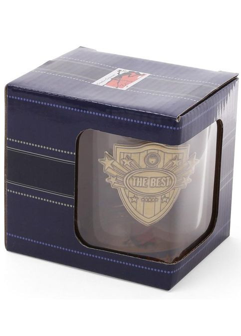 Стеклянная кружка с металлической эмблемой THE BEST 335мл для мужчин чайная кофейная посуда Bona (368977755)