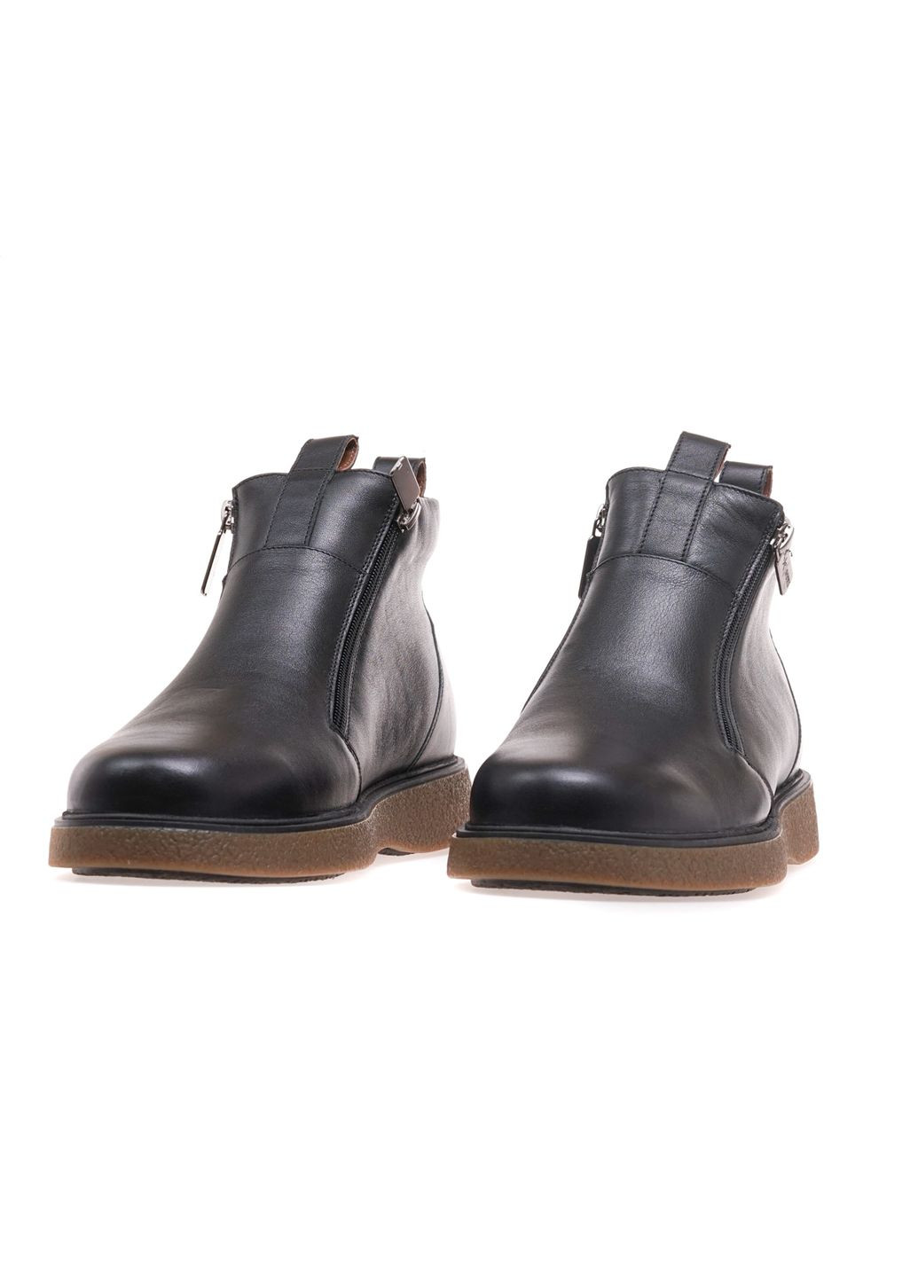 Черные зимние ботинки комфорт мужские 365-1s-ow/black leather Ikos