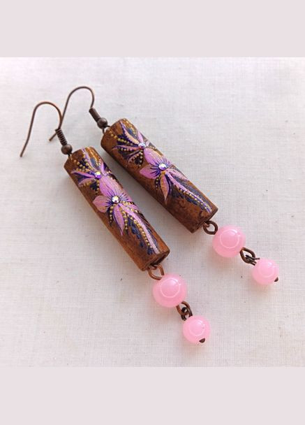 Серьги ручной работы из дерева корицы "Цветы дикой яблони " No Brand (349843384)