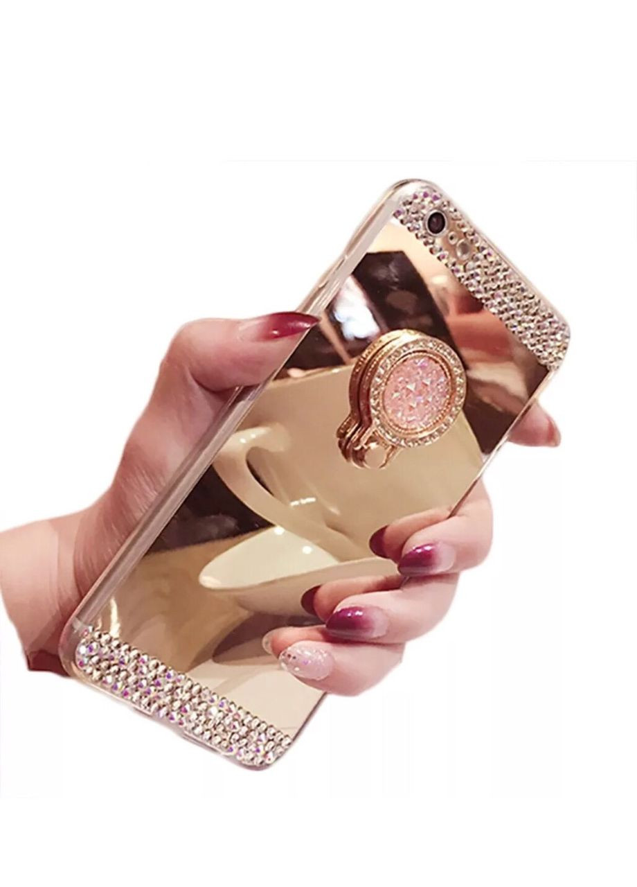 Чохол силіконовий для IPhone 6 plus/6S plus з камінням та кільцем-підставкою,gold Astor (373018487)
