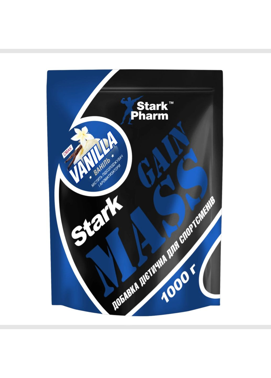 Гейнер Stark Gain Mass Ostrowia Whey 1000г Ваніль білковий порошок для набору маси та вуглеводів Stark Pharm (368978017)