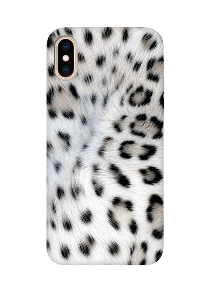 Матовий чохол з бірюзовими боками на iPhone XS MAX Білий леопард (принт 398) Creative (355405579)