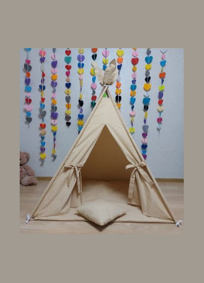 Вигвам для детей Золотой песок . Индивидуальный набор Комплект вигвам +коврик стеганный+подушка Размер 100*100 No Brand (302087855)