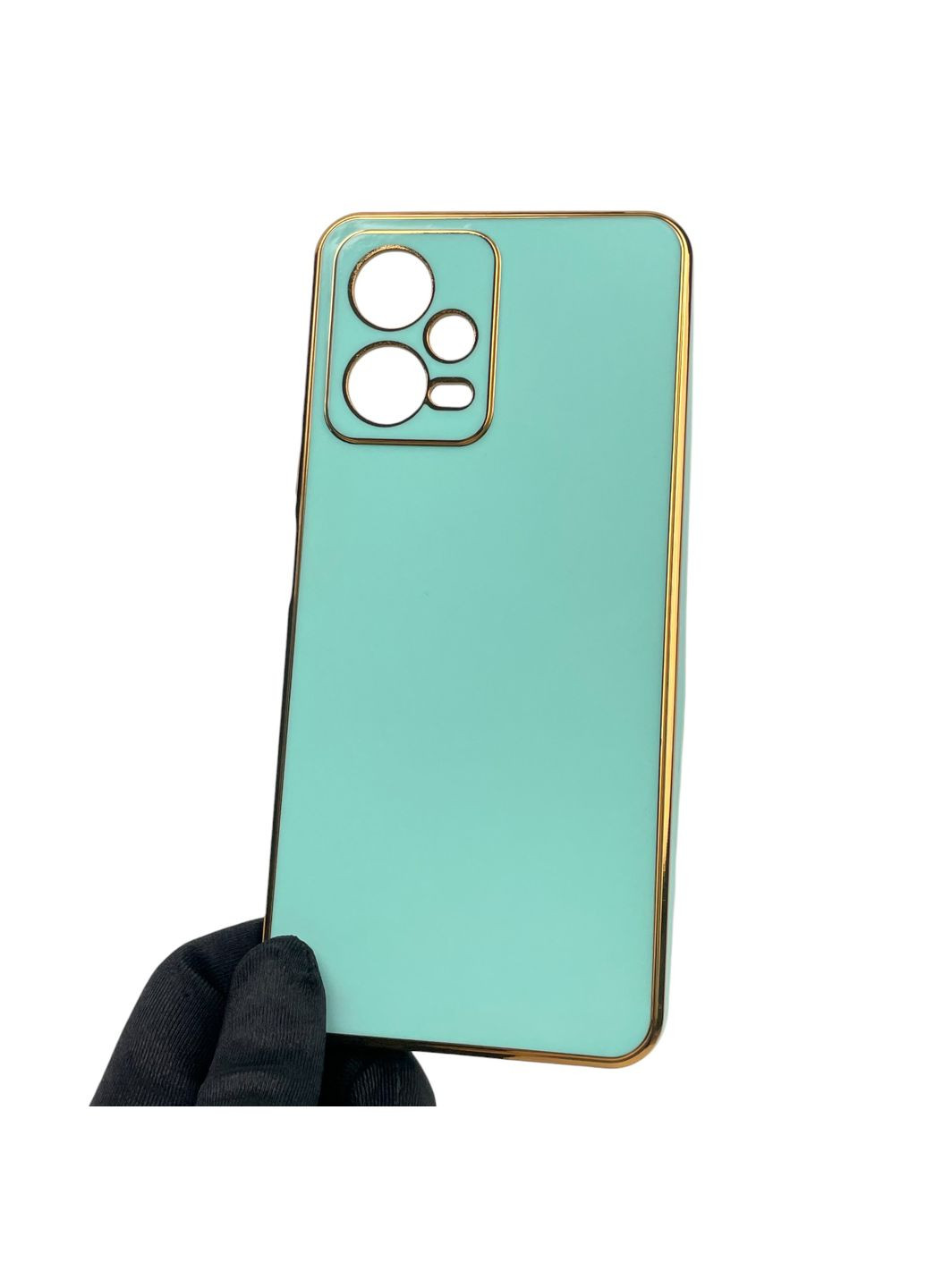 Чехол для Poco X5 5G глянцевый с золотой окантовкой с защитой камеры на сяоми поко х5 5г бирюзовый Xiaomi (366020653)