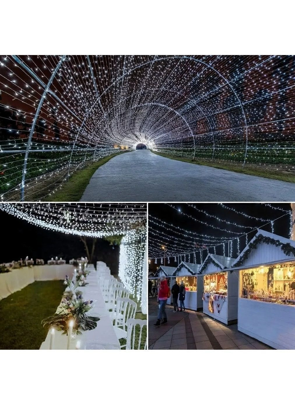 Гирлянда нить комнатная уличная новогодняя с работой от сети белым кабелем 50 м 800 лампочек (482066-Prob) Холодная белая Unbranded (370084132)